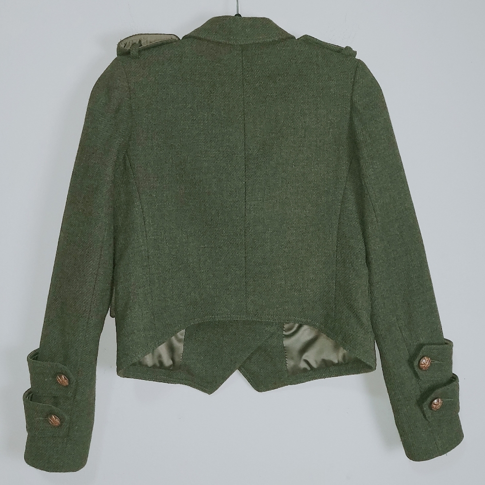 Smythe Wool Double Breasted Jacket Size 2 Green Structured Shoulders Military - Picture 10 of 11